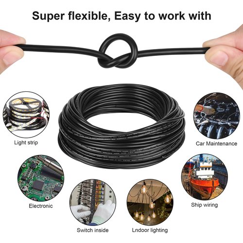 18 Gauge 2 Conductor PVC Cord, Oxygen-Free Copper Cable, 50FT Pure Copper Electrical Wire for LED Lamp Lighting Strips, Automotive