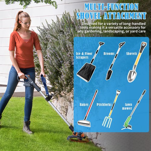 Adjustable Garden Shovel Handle, Back Saver Attachment for Gardening Yard Tools, Ergonomic Weed Eater Handle Extension Universal Fit for Shovels, Rakes, Lawn Trimmers, Snow Shovels