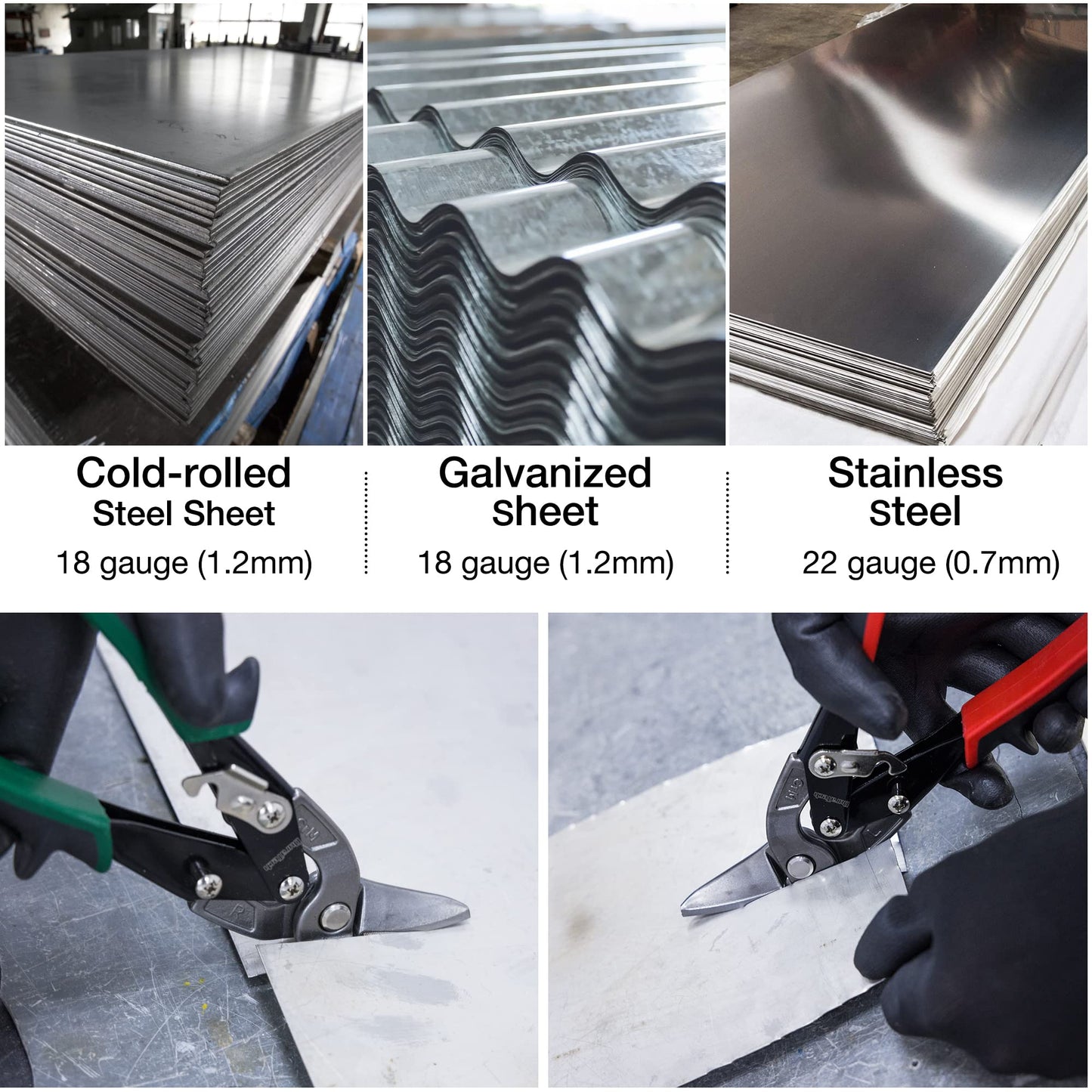 DURATECH 10 Inch Aviation Tin Snips Set, Left and Right Cut, Cr-Mo Steel Blade, Ergonomical Handle with Hang Hole and Safety Latch, for Cut Sheet Metal