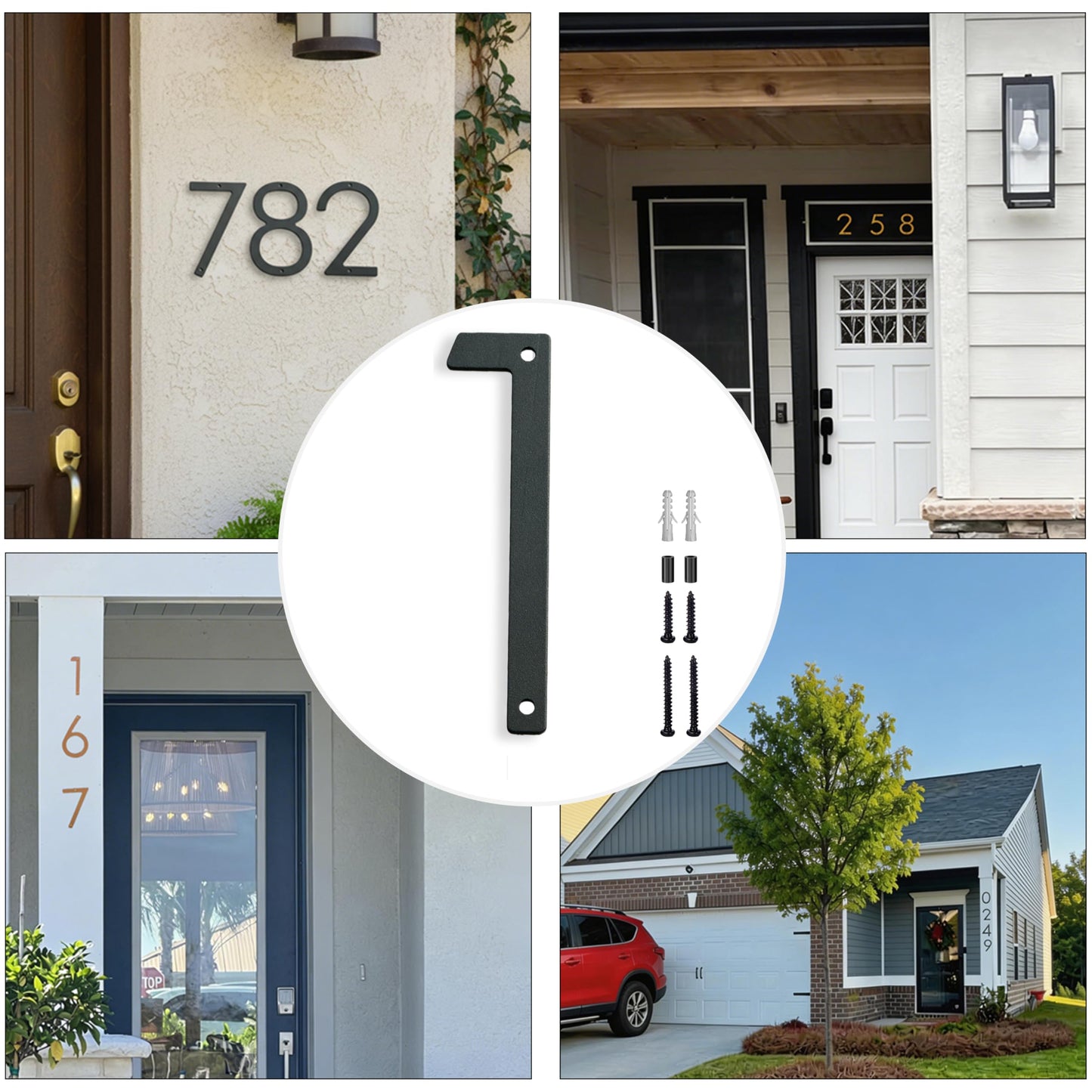 5"Floating House Numbers Metal House Numbers for Outside Large Address Numbers for House Mailbox Numbers Black Modern Aluminum Weatherproof Easy Installation (6, 5 Inch Black)