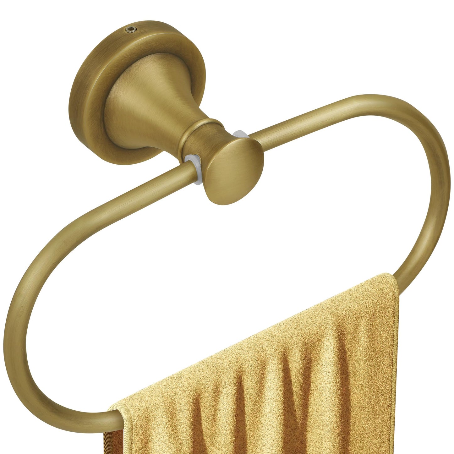 BRASEEY Brass Bathroom Hand Towel Holder, Antique Brass Towel Ring Holder, Wall Mounted Oval Towel Rack Hanger Home Half Round Bathroom Hardware Accessory Modern