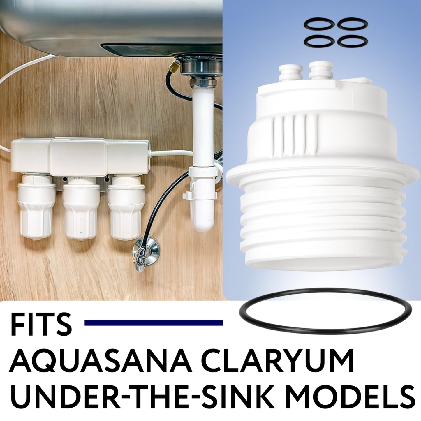 Impresa 15-Piece O-Ring Variety Pack for Water Filters - Compatible with Aquasana Claryum AQ - Black Silicone - 5300 Under Sink Water Filter System - Pre-Lubricated Leak-Sealing O Rings