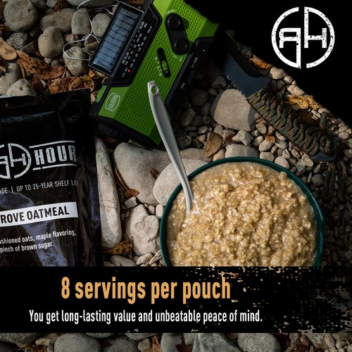 Ready Hour Maple Grove Oatmeal Case Pack – 48 Servings (6 Pouches) – Emergency Food Supply, Long Shelf Life, Maple Flavored Oats, Bulk Breakfast Storage, Instant Oatmeal Packets