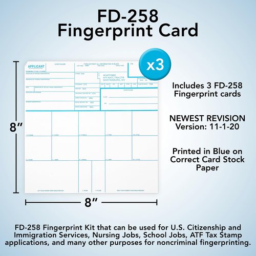 National Gun Trusts - Made in USA - FD-258 Fingerprint Cards 2025, 3 Pack - 11-1-20 Newest Version