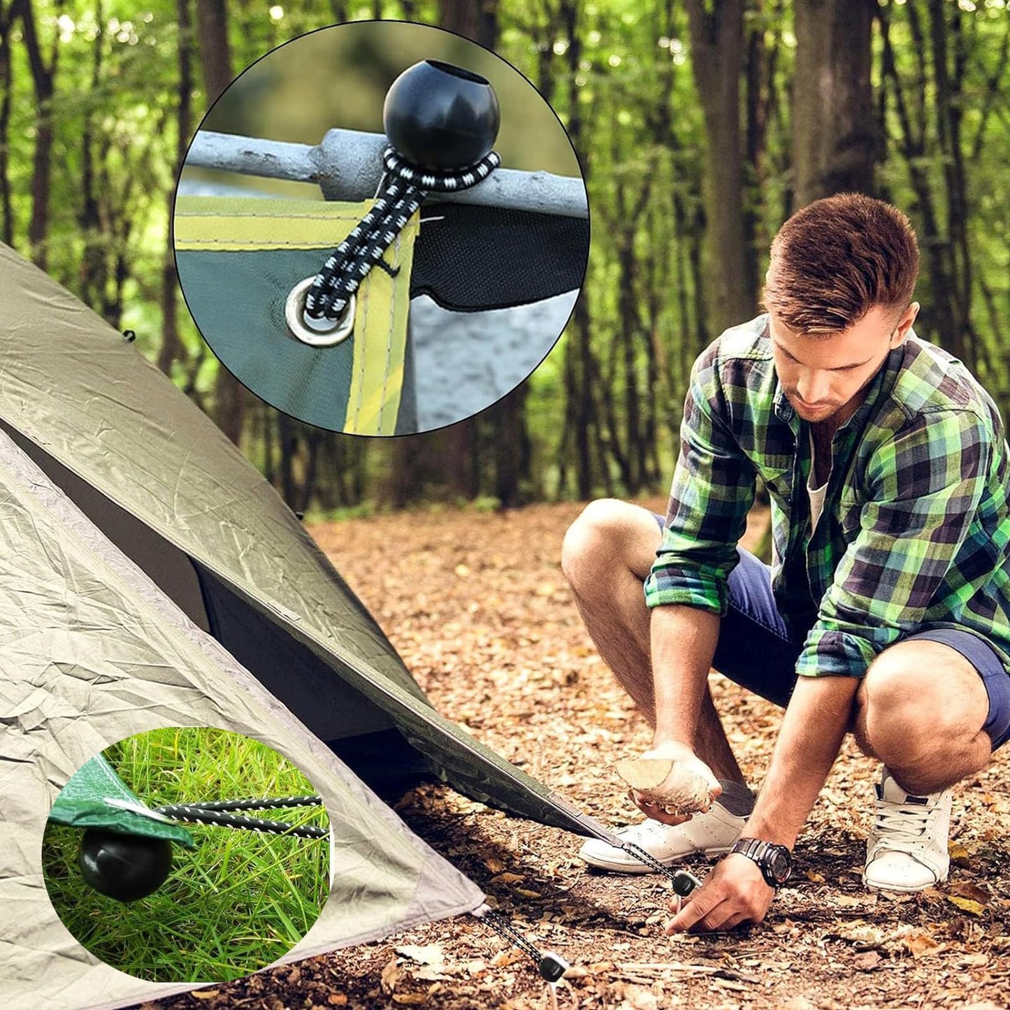 30 PCS Ball Bungee Cord, Heavy-Duty & Versatile, Indoor & Outdoor, Tarp Tie-Down, Organize & Secure, 6-Inch, White