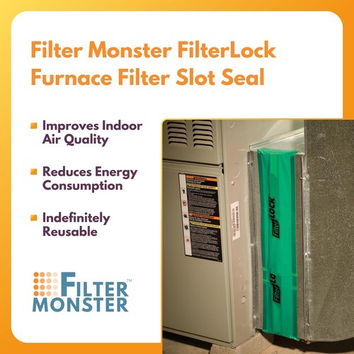 AllergyZone FilterLock Furnace Filter Slot Seal – Magnetic Seal Cover for Any 1” Furnace Filter, Up To 25” Long, Reduce HVAC Air Leaks, Green