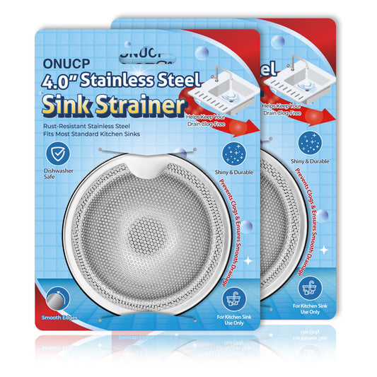 4" Stainless Steel Sink Strainer 2 Pack – Kitchen Drain Protector & Food Catcher