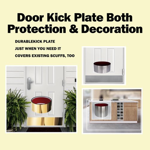 Metal Kick Plate Peel-and-Stick Base Cover Baseboard Molding Trim for Walls Doors, Kitchen Cabinets, and Dishwashers - Anti-Scratch Protective Coating (Size:34.4X 3.9 in) (Golden, 2)