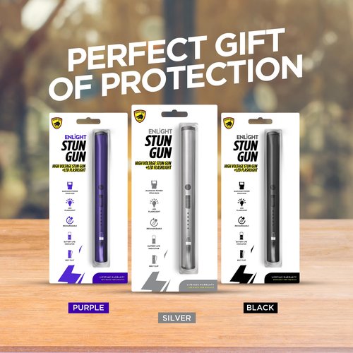 Guard Dog Security Enlight Pen Stun Gun with Flashlight, Self Defense Device, Battery Life Indicator, Belt Clip, Non Lethal Weapon for Women and Men, 6.10 Inches - Black