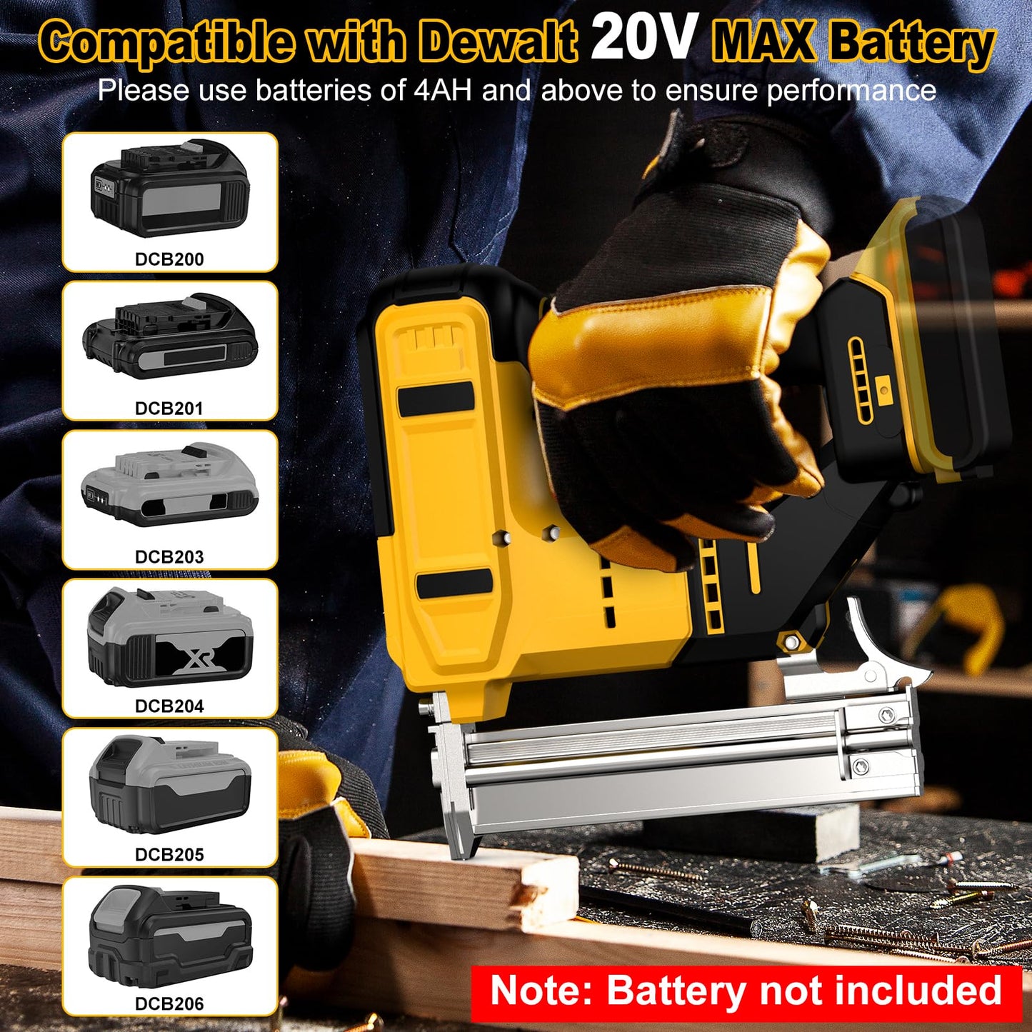 18 Gauge Cordless Brad Nailer for Dewalt 20V MAX Battery, Battery Powered Nail Gun with 1000 Nails, Electric Nail Gun for Woodworking & Home Improvement (No Battery)