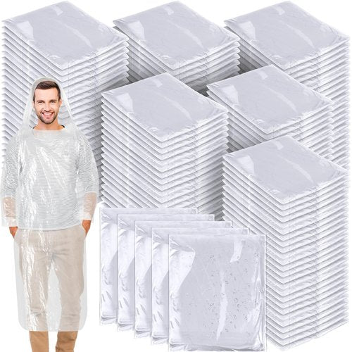 Handepo 150 Pack of Adult Rain Ponchos with Hood, Disposable Rain Ponchos, Plastic Emergency Raincoat Poncho for Adult Men Women, Traveling Camping Hiking Outdoors Activities