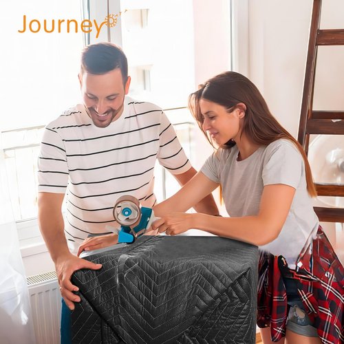 JourneyO 6 Padded Moving & Packing Blankets Heavy Duty - 80" x 72" Moving Blankets - Shipping Furniture Pads for Moving and Storage