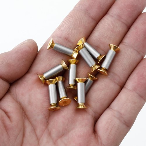 10 Packs Knife Handle Screws Rivets Bolts Fasteners, Gold Hex Flat Head Screws, Knives Maker Screws for Fixing Blade Knife