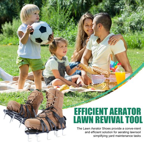 Doidiyi Professional Lawn Aerator Shoes with Spiked Design &Adjustable Wrap Lacing-Flexible Bendable Sole for Natural Walking,Ergonomic Gardening Tools for Professional Landscapers & Homeowners