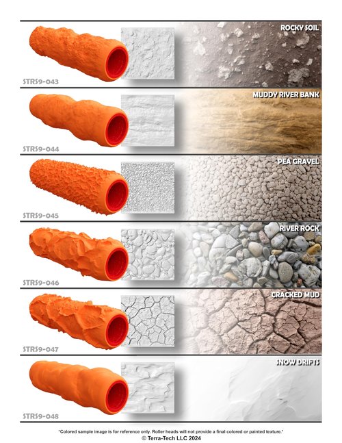 Terra-Tech™ 9" Premium Silicone Texture Roller Stamp for Epoxy (9 Inch, Sandstone Rock B)