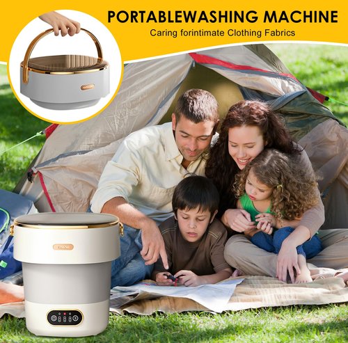 Portable Washing Machine 15L Upgraded w/Spin Basket Mini Washer for Baby Clothes Travel Suitable for Dorms Apartments Hotels (grey)