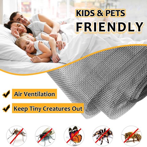UtauHom Magnetic Window Screen, Adjustable DIY 40x59in Window Screen Replacement, White Frame Gray Fiberglass Mesh, No Drilling Easy Cut-to-Fit for Sliding/Swing/Top-Hung, Fits Wood/Iron/PVC Frames