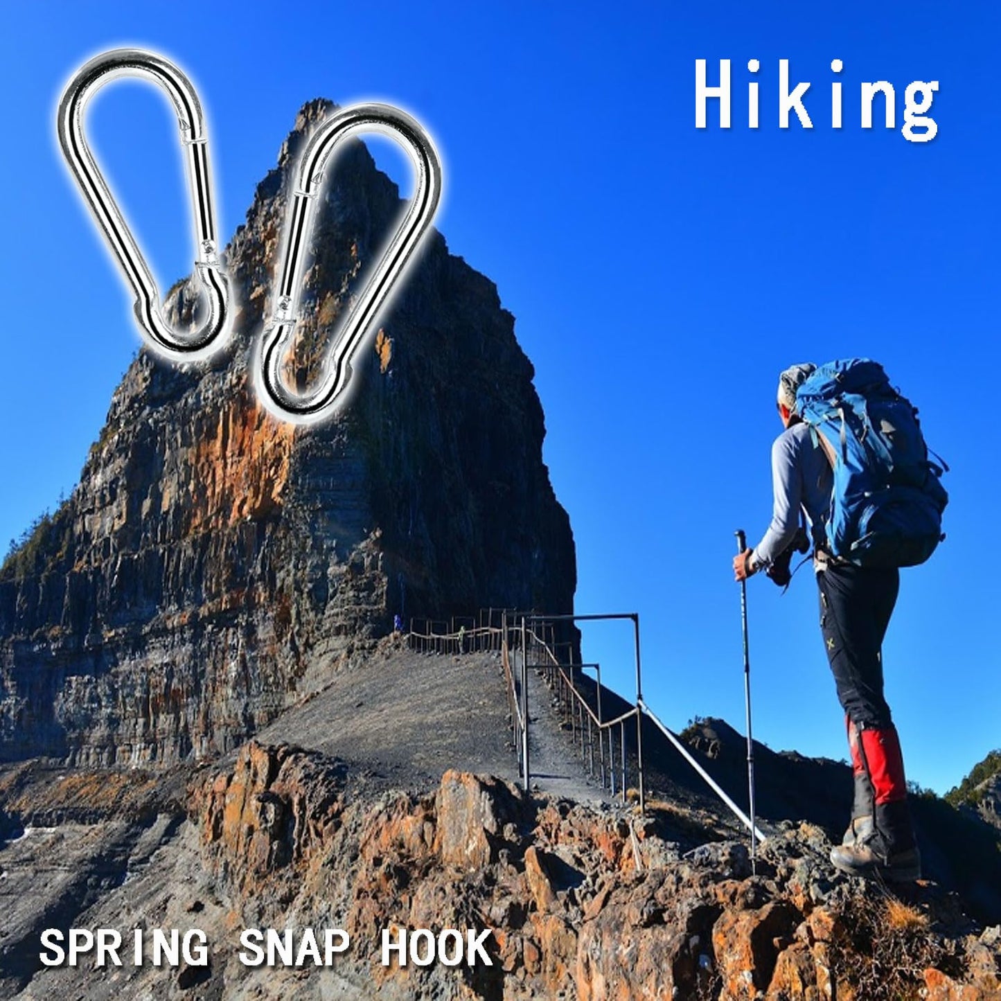 Acrux7 60Pcs M6 Carabiner Clip 2.5 Inch Heavy Duty Spring Snap Hook Small Carabiner Clips for Hammock, Swing, Fishing, Outdoor Camping, Hiking, Gym, 260LBS Holding Capacity