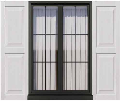 Ortus Collective Exterior Window Shutters - Weather-Resistant Polypropylene, Easy DIY Install - Raised Panel Shutters for Windows Outside, Vinyl, Brick, 14.5"W*39" H, White
