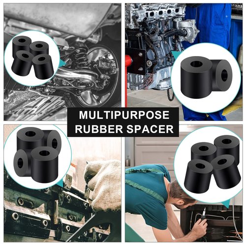 Rubber Spacer 1 Inch OD x 3/8 Inch ID x 1 Inch Thickness Rubber Bushing Round Thick Washers Spacers Anti Vibration Neoprene Rubber Cylinder with Hole for Home Hardware Car Accessories - 6 Pcs