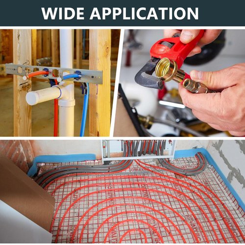 3/4 Inch Seelink Red PEX-B Pipe, 100 ft Pex B Tubing with a Pipe Cutter, 10pcs Brass Crimp Fittings & 30pcs Rings(B-3)