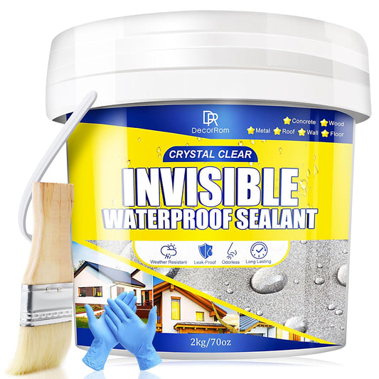 Transparent Waterproof Coating, 35oz Clear Waterproof Sealant - Concrete Crack Sealant for Roofs, Walls, Wood & Terraces - Indoor/Outdoor Flexible Water-Based UV-Resistant Crack-Proof Protection