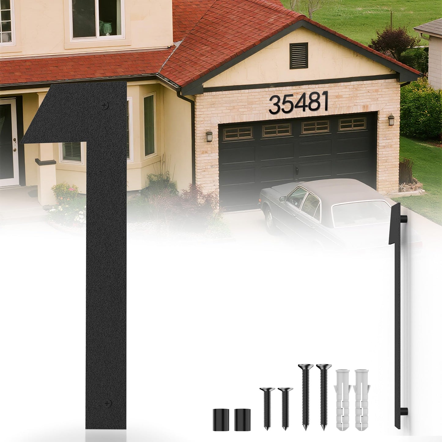 NUMAKY 16 Inch Large Modern House Numbers for Outside, Matte Black Metal Outdoor Address Numbers with Floating 3D Shadow & All Mounting Hardware, Weatherproof for Home/Apartment/Hotel/Mailbox (Number 1)