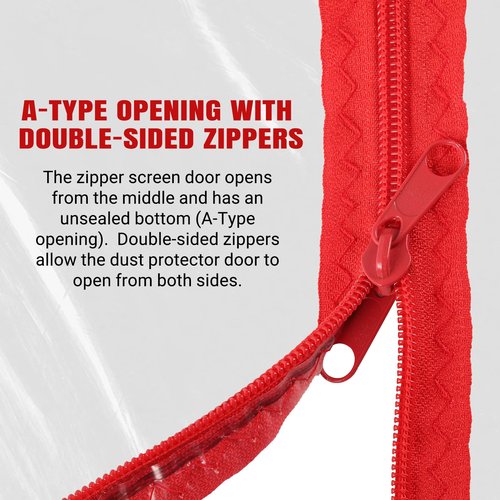 (2-Pack) 4 ft x 7 ft Plastic Zipper Door Dust Protector (Red Zippers) - Heavy-Duty Plastic Sheeting with Zipper Door Dust Protection - Easy to Install and Remove - Includes 3 cm x 10 m Gaffer Tape