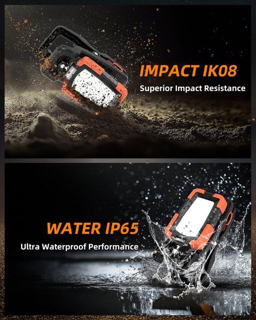 Anylight LED Rechargeable Work Light with Clamp,1600LM Magnetic Clip Work Lights with 3 Light Modes, 360° ＆ 115° Rotate Portable Clamp Work Light, IP65 Waterproof for Car Repairing, Job Site, Workshop