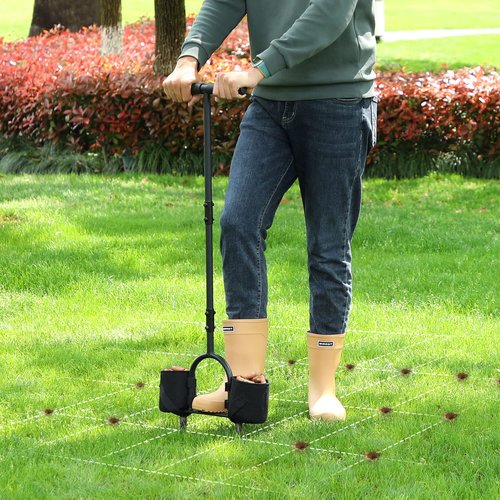 Ohuhu Core Aerator Lawn Tool, 39-Inch Manual Plug Coring Tool Grass Aerator with Storage Bags & Cleaning Tool Aerate Lawn Tools Yard Aeration Tool Garden Tool for Compact Soil