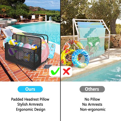 ChicCoutured Poolside Float Storage, Double Layer Outdoor Storage, PE Rattan Outdoor Pool Caddy With Rolling Wheels, Patio Deck Boxes, Storage Box, Pool, Beach-Sturdy,Dark Brown
