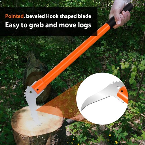 Meyoppm Hookaroon 28.3 Inch, Pickaroon Logging Tool with Anti-Slip Handle, Hookaroon Logging Tool for Rotating, Dragging, Stacking Logs