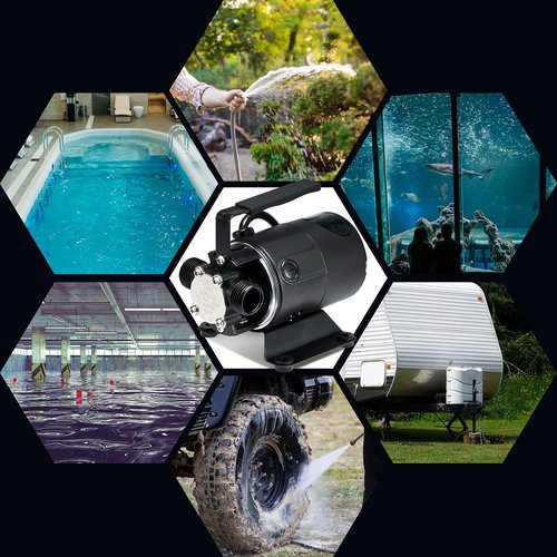 115V Water Transfer Pump 330GPH Self-Priming Pump, Portable Electric Utility Sump Pump with Suction Hose Attachment Black