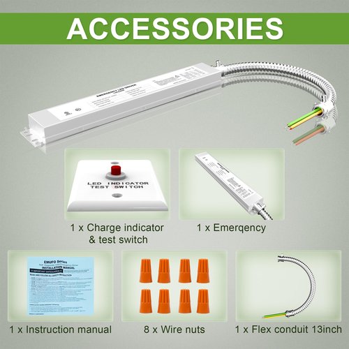 LED Emergency Backup Driver 20W, 120V-347VAC, Rechargeable UL Approved Backup Battery, Over 90mins Emergency Time, for LED troffer, Panel and Tubes White