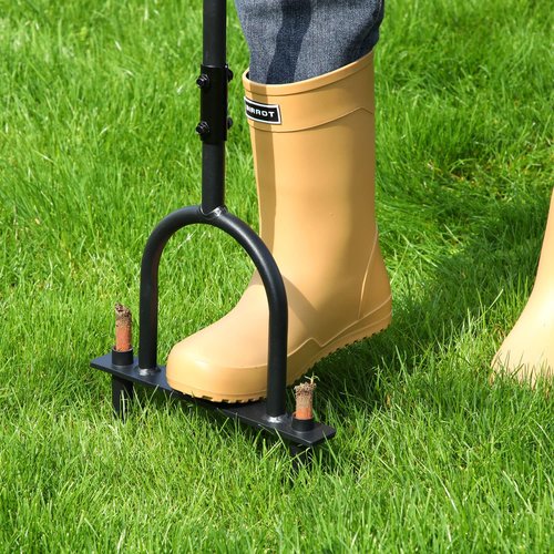 Ohuhu Core Aerator Lawn Tool, 39-Inch Manual Plug Coring Tool Grass Aerator with Storage Bags & Cleaning Tool Aerate Lawn Tools Yard Aeration Tool Garden Tool for Compact Soil