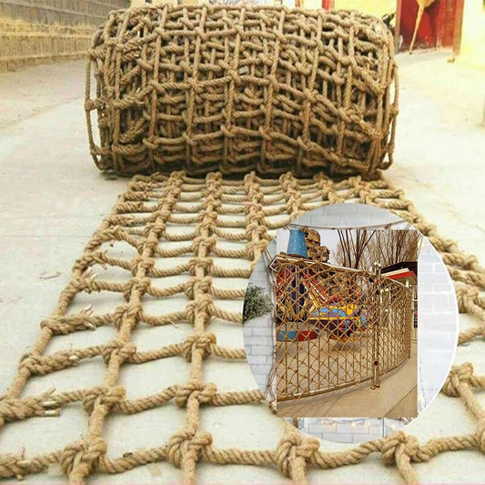Heavy Duty Hemp Rope Cargo Net, Safety Anti-Fall Fence Net for Children Pet Cat, Tree House & Stair Balcony Protection - Outdoor Hammock & Playground Nets,3x3FT / 1x1(M)