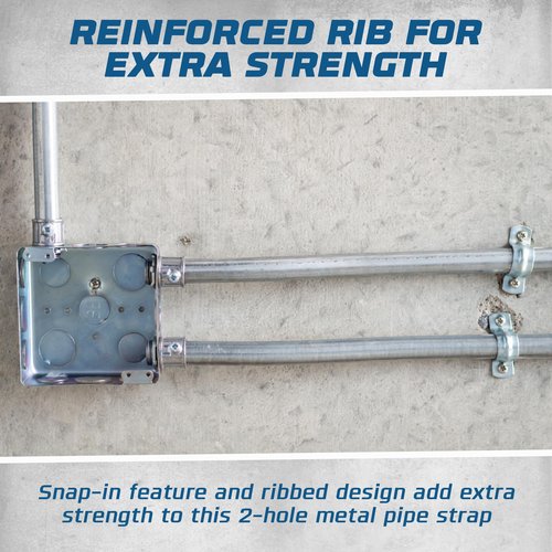 OHLECTRIC Heavy Duty Pipe Strap (25 Pack - 1 Inch) Zinc Plated Conduit Clamps, 2 Hole Steel EMT Pipe Strap U Bracket, Zinc Coated Tension Tube Clip, Metal Pipe Clamp for EMT Conduits