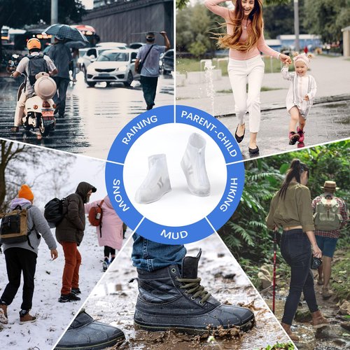 Waterproof Shoe Covers 2 pairs Rain Shoe Covers for Men Women and Children for Outdoor Activities