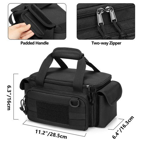 Rexmica Small Tool Bag with Anti-friction and Thick Padded Bottom, Tool Storage Organizer for Men, Tactical Bag, Range Bag, Multi-functional Work Tote for Repairman, Electrician, Carpenters, Handyman