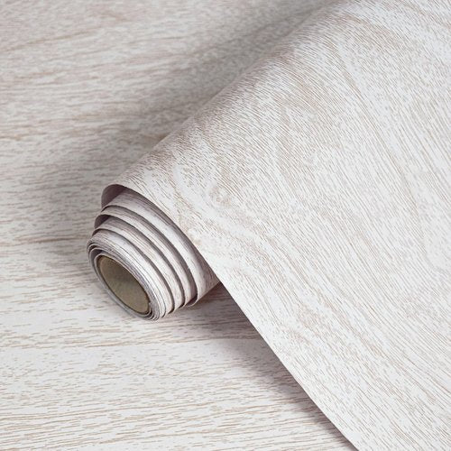 Lativo White Wood Contact Paper for Cabinets and Drawers Wood Grain Peel and Stick Wallpaper for Furniture Table Shelf Liner Self-Adhesive Wallpaper Vinyl Waterproof Easy to Install/Clean 18inW 118inL