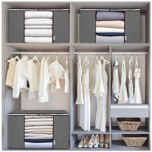 Hemikaki Non-Woven Clothes Storage Bag 90L - Large Capacity Dustproof Organizer with Clear Window for Seasonal Wardrobe
