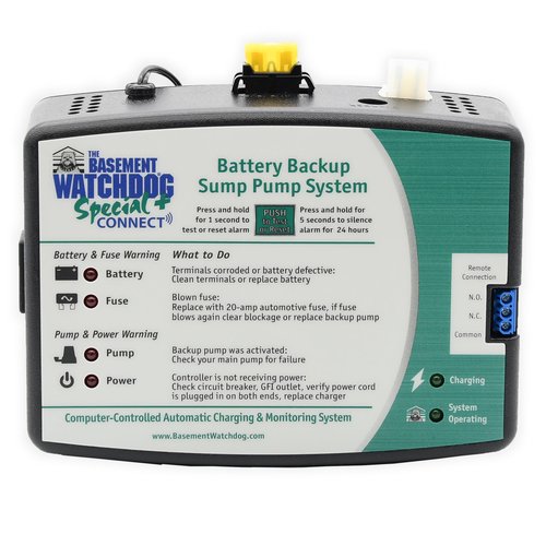 THE BASEMENT WATCHDOG Model BWSP 2,600 GPH at 0 ft. and 1,850 GPH at 10 ft. Special CONNECT Battery Backup Sump Pump System with WiFi-Capable 24-Hour-a-Day Monitoring Controller
