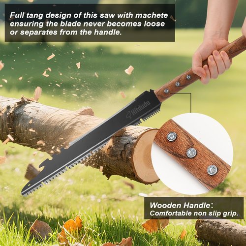 Hand Saw, Multifunction Camping Tools Long Saw with Machete for Bushcraft, Trees Cutting, Outdoor Hunting, Garden Work, Survival, Yard Work, Silver