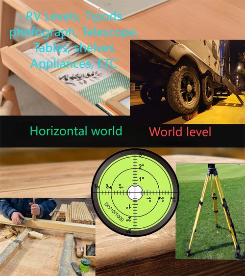 BUBLEVL Round High Precision 2.4inch 60MM Accuracy 15'/2 Aluminium Cardan Circular Bullseye RV leveling Bubble Levels For Motorhome, Camping, Trailer, Construction, CNC machine