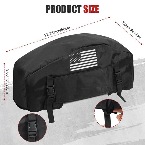 GEVINFA Winch Cover, 2025 Latest Flag Waterproof Dust-Proof Winch Protective Cover, Indoor & Outdoor Winch Accessories for 8000-13500 lbs Electric Winches With Adjustable UV Resistant Cover