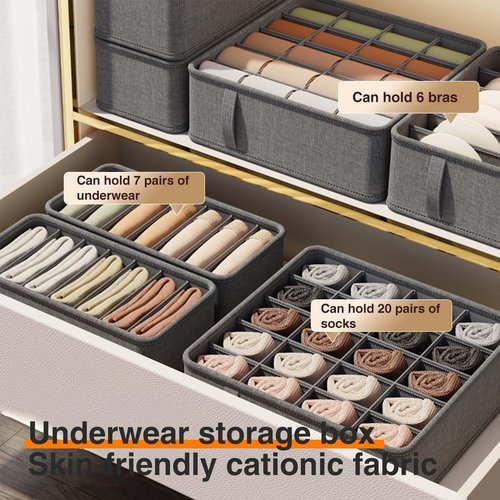 Drawer Organizer for Clothing,Sock Underwear Bins, Foldable Fabric Closet Organizers and Storage