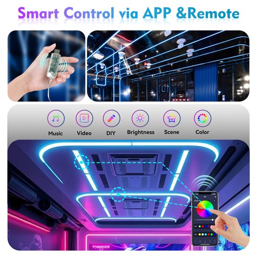 XSY CSZXINGSY 16.4ft Neon LED Rope Lights, 360° Luminous Waterproof Strip with Music Sync, Remote & APP Control, USB-Powered Flexible Lighting for Indoor/Outdoor Gaming Room, Bedroom, and Wall Decor