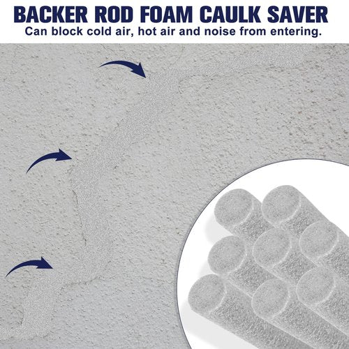 59FT Length Backer Rod Foam Caulk Saver for Concrete Filling, Joints and Gaps, 3/8 in Diameter x 59FT Length (Grey)