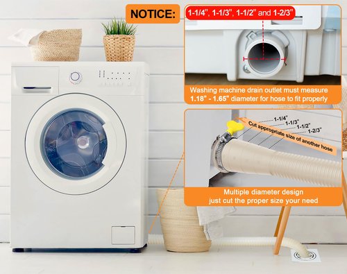 MyLifeUNIT Washing Machine Drain Hose Extension Kit, Universal Fit All Drain Hose, 6.9 Feet