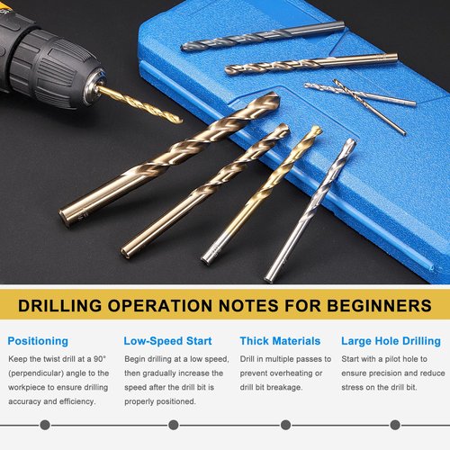 PATIKIL #25 Drill Bit, Jobber Straight Shank M2 High-Speed Steel 118° Point Tip Uncoated Bright for Stainless Steel Hard Metal - 12 Pack